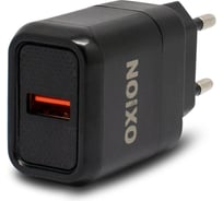 Быстрое сетевое зарядное устройство OXION QC 3.0 18Watt, 1USB-5V/3A, 6-9V2A, 9-12V/1.5A, чёрный, арт. OX-QC301BK