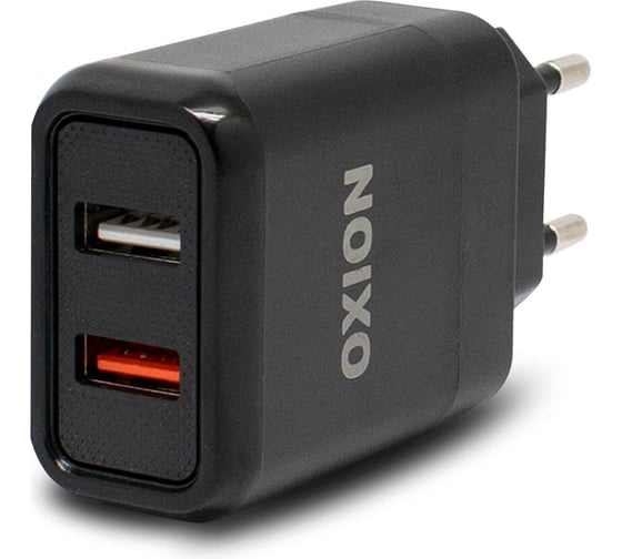 Быстрое сетевое зарядное устройство OXION 30Вт-USB1(QC3.0) 5V/3A, 6-9V2A, 9-12V/1.5A, USB2 5V/2.4A, чёрный, арт. OX-QC303BK