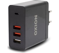 Быстрое сетевое зарядное устройство OXION 48Вт-USB1,2(QC3.0) 5V/3A, 6-9V2A, 9-12V/1.5A, USB3 5V/2.4A чёрный, арт. OX-QC305BK