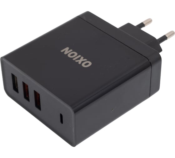 Быстрое сетевое зарядное устройство OXION 48Вт-USB1,2(QC3.0) 5V/3A, 6-9V2A, 9-12V/1.5A, USB3 5V/2.4A чёрный, арт. OX-QC305BK