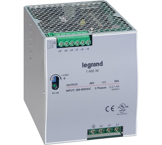 3-фазный импульсный источник питания Legrand 48В 960Вт 20A 146639 1