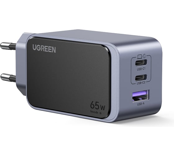 Сетевое зарядное устройство Ugreen X553 Nexode S 65W USB-A+2 USB-C GaN Tech Fast Charger EU. цвет серый 35042_