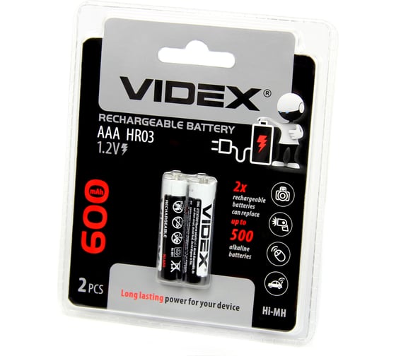 Мизинчиковый аккумулятор Videx HR3/AAA 600mAh VID-HR03-600 1