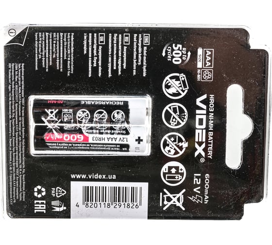 Мизинчиковый аккумулятор Videx HR3/AAA 600mAh VID-HR03-600