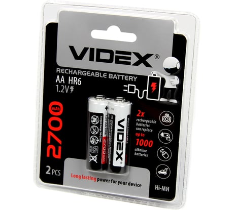 Аккумулятор Videx, HR6/AA 2700mAh пальчиковый 2BL VID-HR6-2700