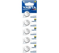 Батарейка Varta ENERGY CR2025 BL5 Lithium 3V (6025), 5 штук в упаковке 06025229405