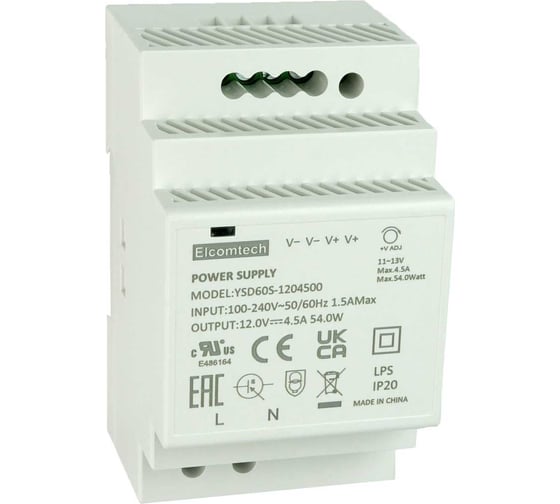 Блок питания ELCOMTECH на DIN рейку YSD60S-1204500 УТ-00027186
