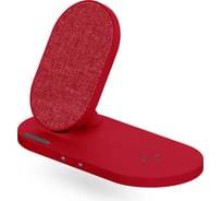 Беспроводная зарядка Interstep 10Вт Qi+10Вт Qi WCH-2CDUO ткань красный, 74822