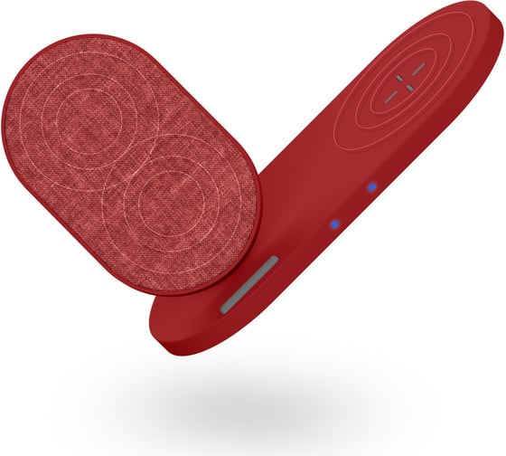 Беспроводная зарядка Interstep 10Вт Qi+10Вт Qi WCH-2CDUO ткань красный, 74822