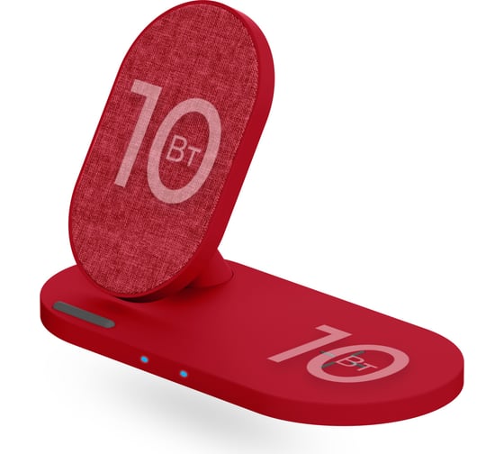 Беспроводная зарядка Interstep 10Вт Qi+10Вт Qi WCH-2CDUO ткань красный, 74822