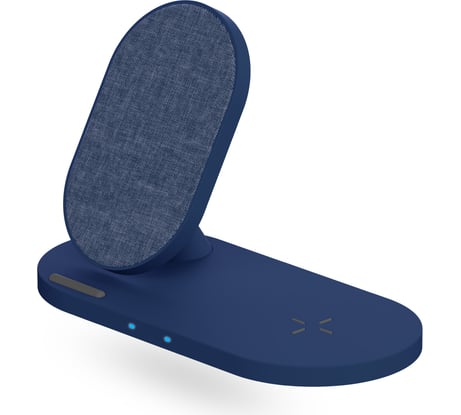 Беспроводная зарядка Interstep 10Вт Qi+10Вт Qi WCH-2CDUO ткань синий, 74820