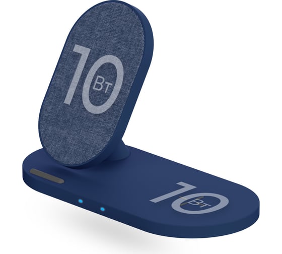 Беспроводная зарядка Interstep 10Вт Qi+10Вт Qi WCH-2CDUO ткань синий, 74820