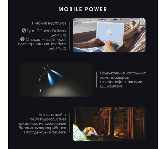 Внешний аккумулятор Interstep 40000мАч 144Втч TypeC PD 220В/140Вт, B201, 65362