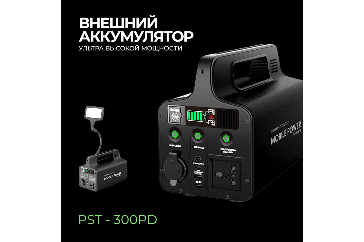 Внешний аккумулятор Interstep 120 000мАч 432Втч TypeC/45Вт 220В/300Вт, 73629