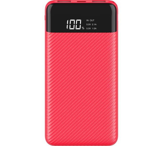 Внешний аккумулятор Interstep, PB10DPD 10000мАч microUSB/TypeC дисплей красный, B201 73622