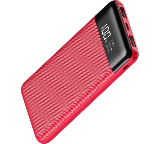 Внешний аккумулятор Interstep, PB10DPD 10000мАч microUSB/TypeC дисплей красный, B201 73622