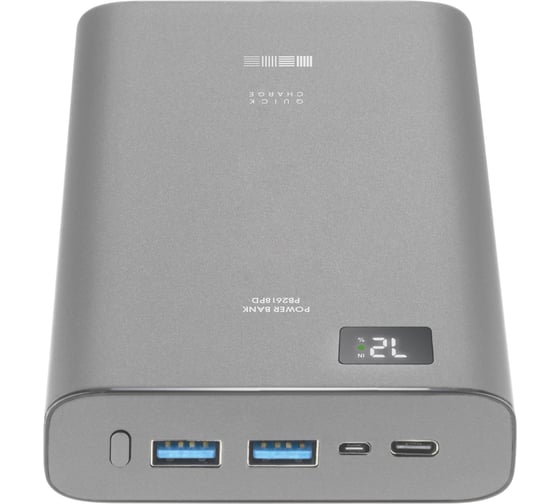 Внешний аккумулятор Interstep, PB2618PD 26800мАч microUSB/TypeC дисплей серый 73028