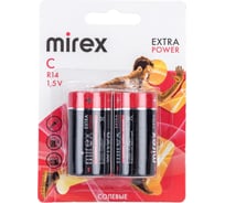 Батарея Mirex, солевая R14 / C 1,5V 2 шт ecopack 23702-ER14-E2