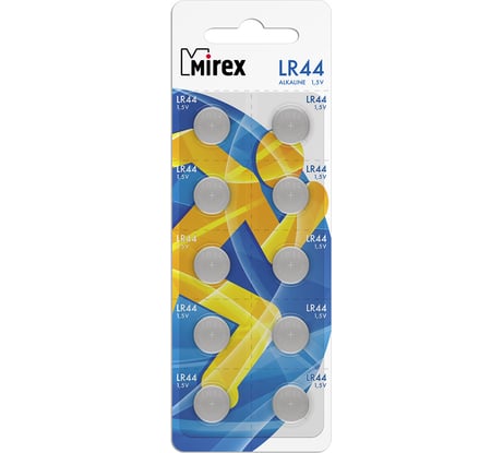 Батарея Mirex, щелочная AG13 / LR44 1,5V 10 шт ecopack 23702-LR44-E10