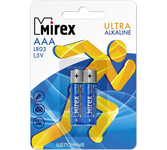 Mirex Батарея щелочная LR03 / AAA 1,5V  2 шт ecopack 23702-LR03-E2