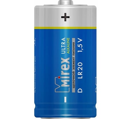 Батарея Mirex, щелочная LR20 / D 1,5V 2 шт shrink 23702-LR20-S2