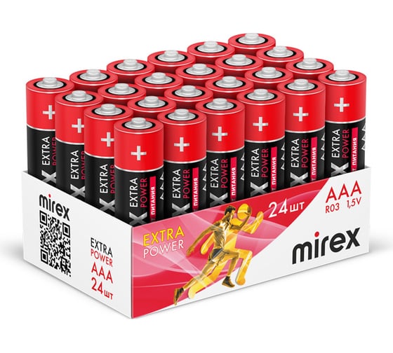 Батарея Mirex, солевая R03 / AAA 1,5V 24 шт showbox 23702-ER03-B24 1