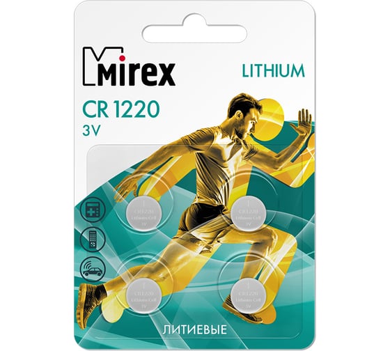 Батарея Mirex, литиевая CR1220 3V 4 шт ecopack 23702-CR1220-E4