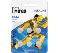 Батарея Mirex, щелочная AG13 / LR44 1,5V 6 шт ecopack 23702-LR44-E6 17275104