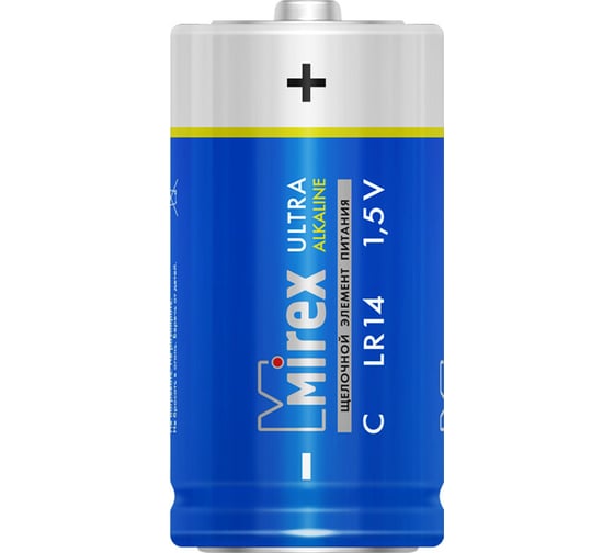 Батарея Mirex, щелочная LR14 / C 1,5V 2 шт ecopack 23702-LR14-E2