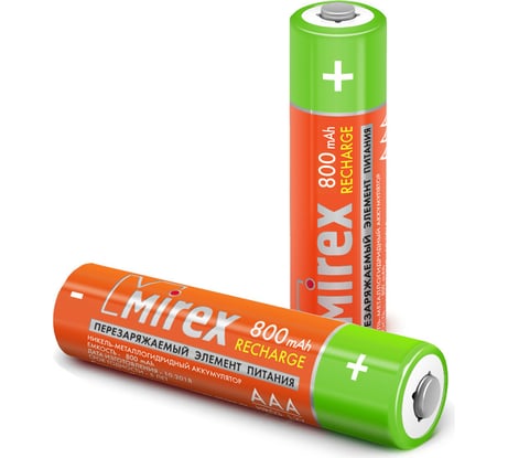 Аккумулятор Mirex, Ni-MH HR03 / AAA 800mAh 1,2V 2 шт ecopack 23702-HR03-08-E2