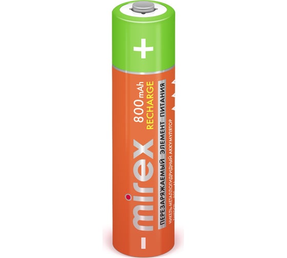 Аккумулятор Mirex, Ni-MH HR03 / AAA 800mAh 1,2V 2 шт ecopack 23702-HR03-08-E2