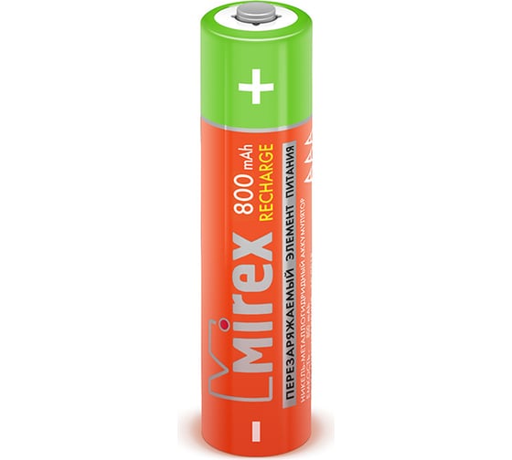Аккумулятор Mirex, Ni-MH HR03 / AAA 800mAh 1,2V 2 шт ecopack 23702-HR03-08-E2