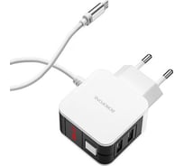 Сетевое ЗУ BOROFONE 2хUSB-А, 2.4А + кабель AM-microBM, 1 м, белый 23752-BA41AWM