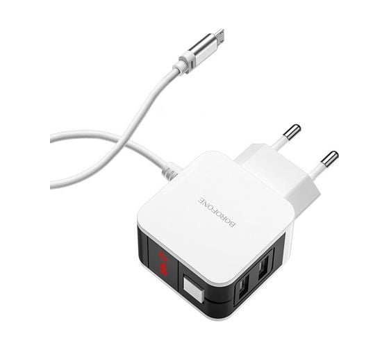 Сетевое ЗУ BOROFONE 2хUSB-А, 2.4А + кабель AM-microBM, 1 м, белый 23752-BA41AWM 1