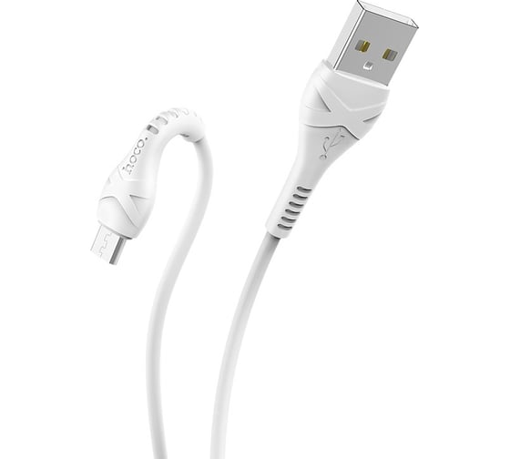 Сетевое ЗУ HOCO, 2хUSB-А, 2.4A + кабель AM-microBM 1 м, белый 23753-C77AMW