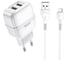 Сетевое ЗУ HOCO, 2хUSB-А, 2.4A + кабель AM-microBM 1 м, белый 23753-C77AMW 1
