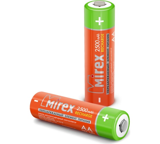 Аккумулятор Mirex, Ni-MH HR6 / AA 2500mAh 1,2V 2 шт ecopack 23702-HR6-25-E2
