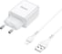 Сетевое ЗУ HOCO N2, 1хUSB-А, 2А + кабель AM-8pin Lightning 1 м, белый 23753-N2IW 1