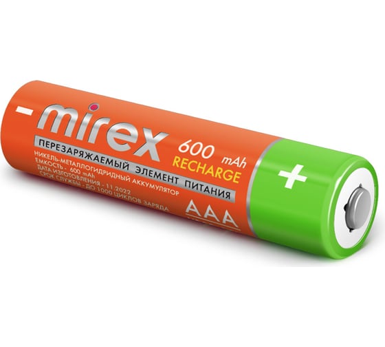 Аккумулятор Mirex, Ni-MH HR03 / AAA 1000mAh 1,2V 2 шт ecopack 23702-HR03-10-E2