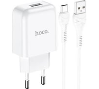 Сетевое ЗУ HOCO N2, 1хUSB-А, 2А + кабель AM-Type-C, 1 м, белый 23753-N2TW