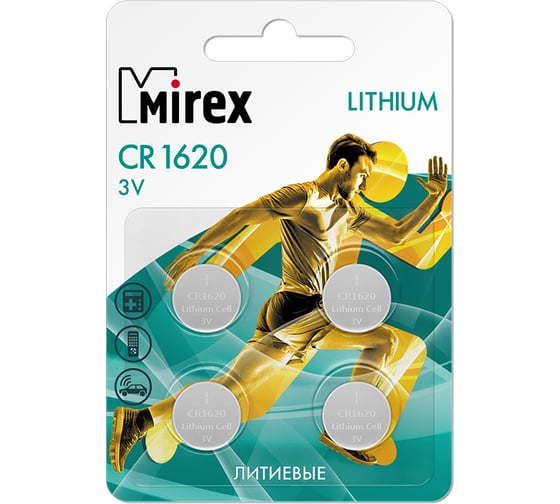 Батарея Mirex, литиевая CR1620 3V 4 шт ecopack 23702-CR1620-E4