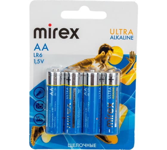 Батарея Mirex щелочная LR6 / AA 1,5V 4 шт ecopack, 23702-LR6-E4
