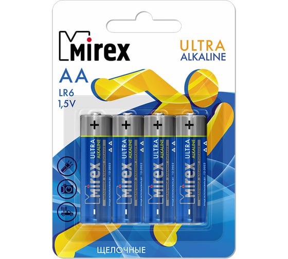 Батарея Mirex щелочная LR6 / AA 1,5V 4 шт ecopack, 23702-LR6-E4