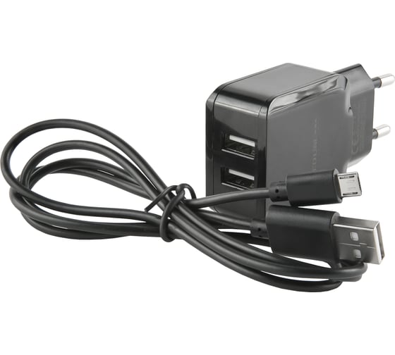 СЗУ Red Line 2 USB модель NC-2.4A, 2.4A + кабель MicroUSB, черный УТ000013634