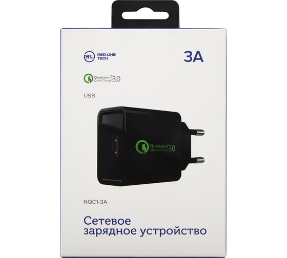 СЗУ Red Line Tech USB QC 3.0 модель NQC1-3A, черный УТ000015768