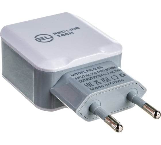 СЗУ Red Line 2 USB модель NC-2.4A, 2.4A, + кабель Type-C, белый УТ000013633