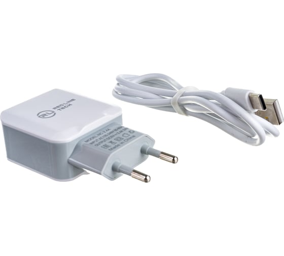СЗУ Red Line 2 USB модель NC-2.4A, 2.4A, + кабель Type-C, белый УТ000013633