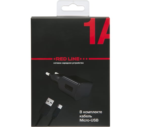 СЗУ Red Line 1 USB модель NT-1A, 1A + кабель MicroUSB, черный УТ000013624