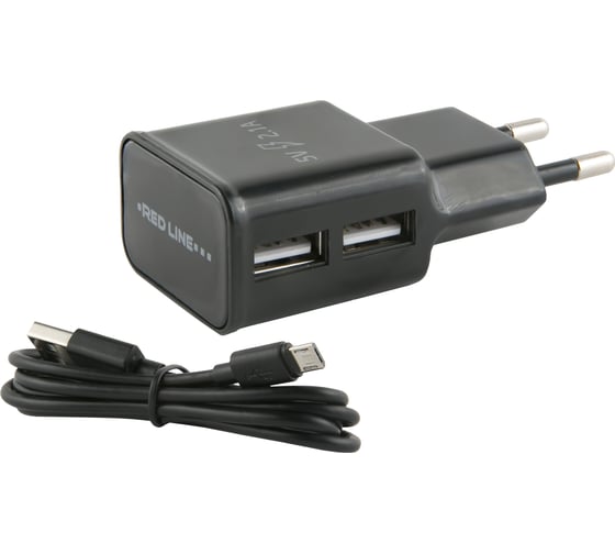 СЗУ Red Line 2 USB модель NT-2A, 2.1A + кабель MicroUSB, черный УТ000013638