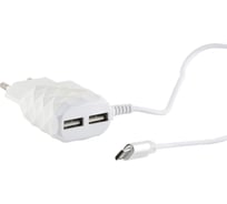 СЗУ Red Line 2 USB+MicroUSB модель NC-2.1AC, 2.1A, белый УТ000013630